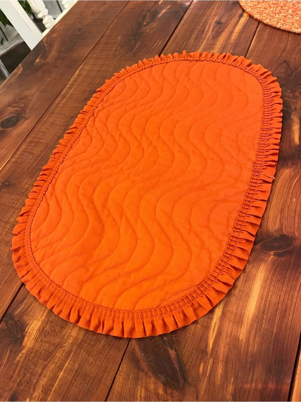 Vintage Handmade Quilted Oval Placemats Set of 4